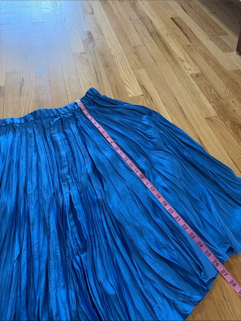 J. Jill Solstice Blue Cyan Satin Pleated Accordion Midi Skirt Sz L - Picture 4 of 6